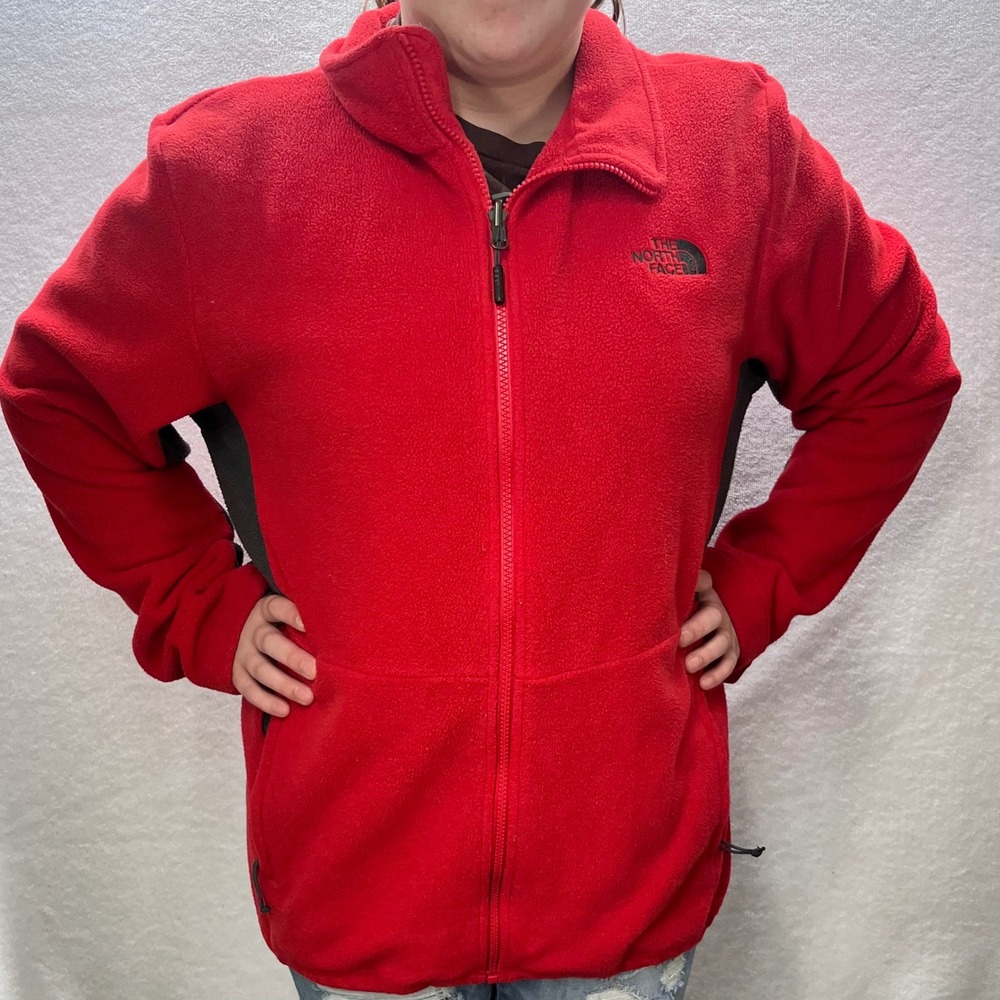 The North Face Khumba Fleece Jacket Mens S Red Gray Warm Comfy Soft